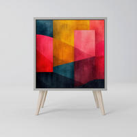 SIDEBOARD COLORFUL SOUNDS, Grau, 57,5x42x77,5 cm, Schräge Buchenholzfüße - Buchefarben/Multicolor, Holzwerkstoff/Buchenholz (57.5/77.5/42cm) - SpaceRebels