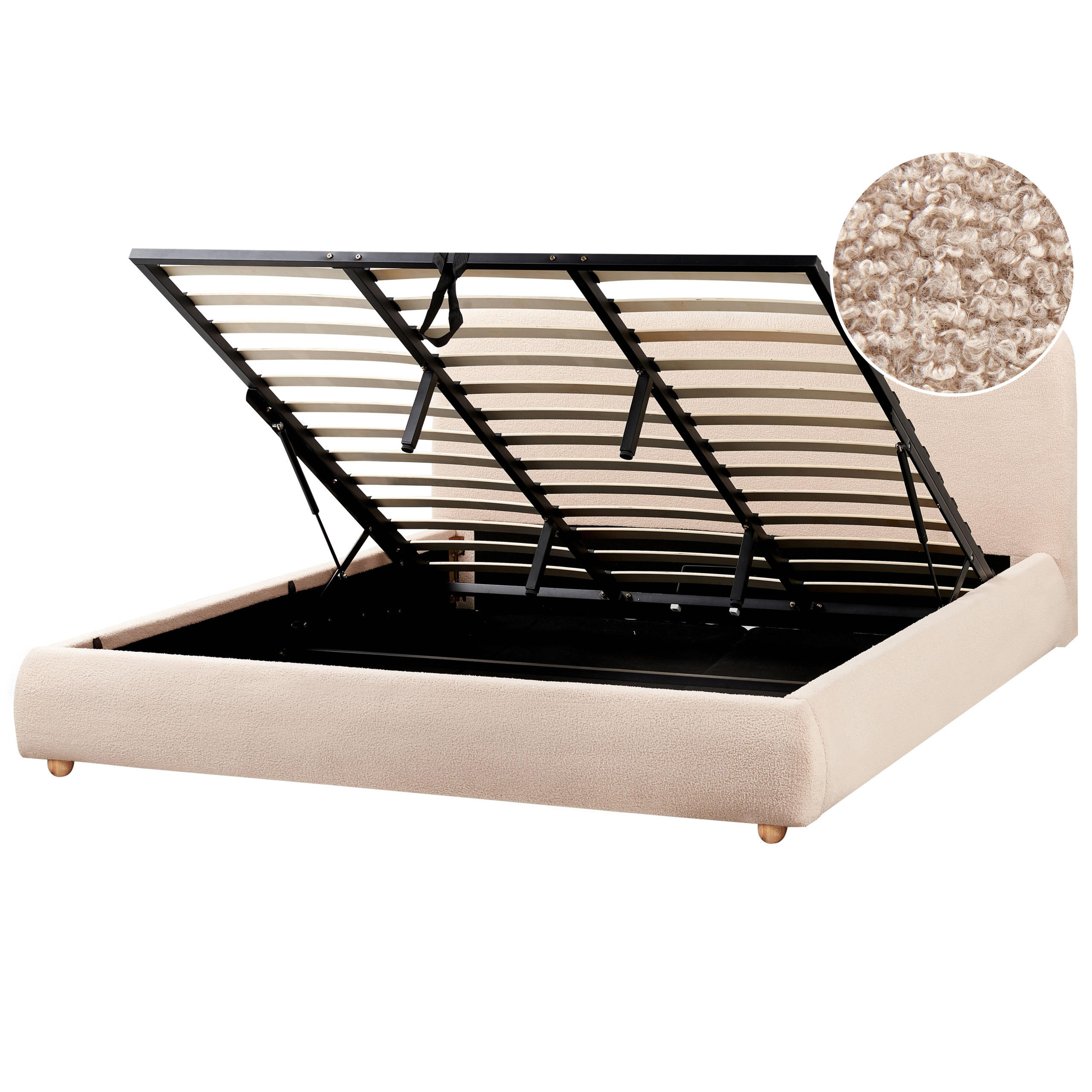 BETT mit Stauraum 180x200 cm Beige Blagnac - Beige, Textil (180/200cm) - Beliani