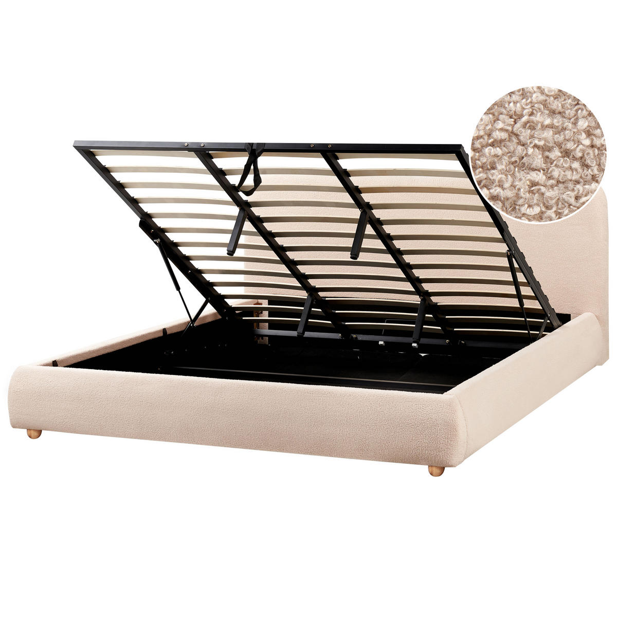 BETT mit Stauraum 180x200 cm Beige Blagnac - Beige, Textil (180/200cm) - Beliani