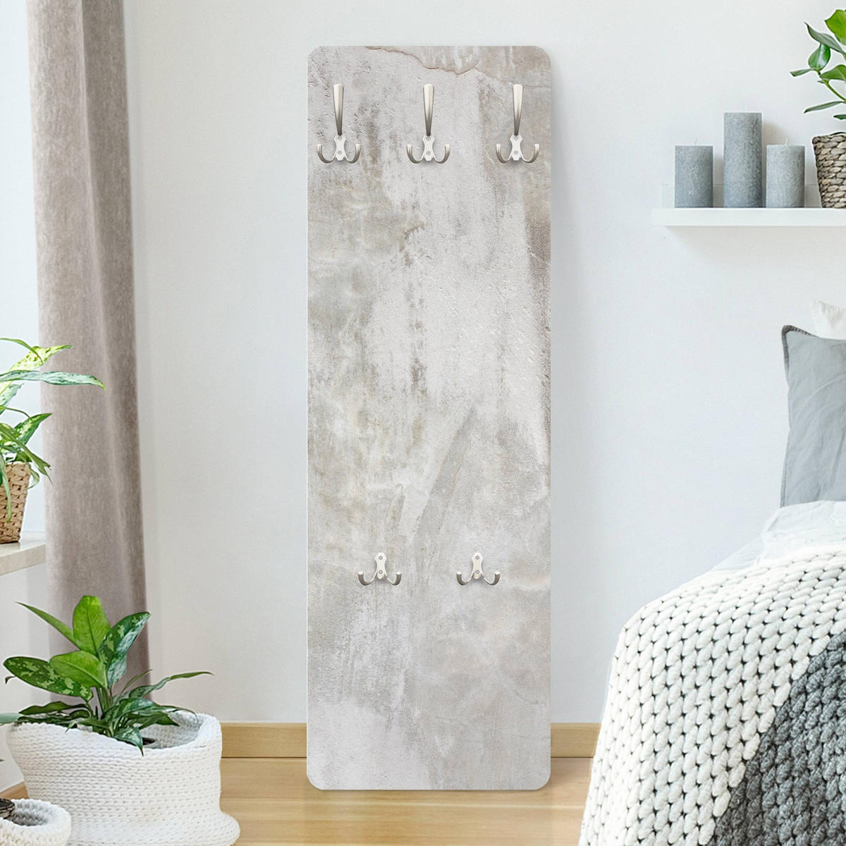WANDGARDEROBE - Shabby Betonwand gespachtelt 34/105 cm - Beige, Holzwerkstoff (34/105/1.6cm) - Bilderwelten