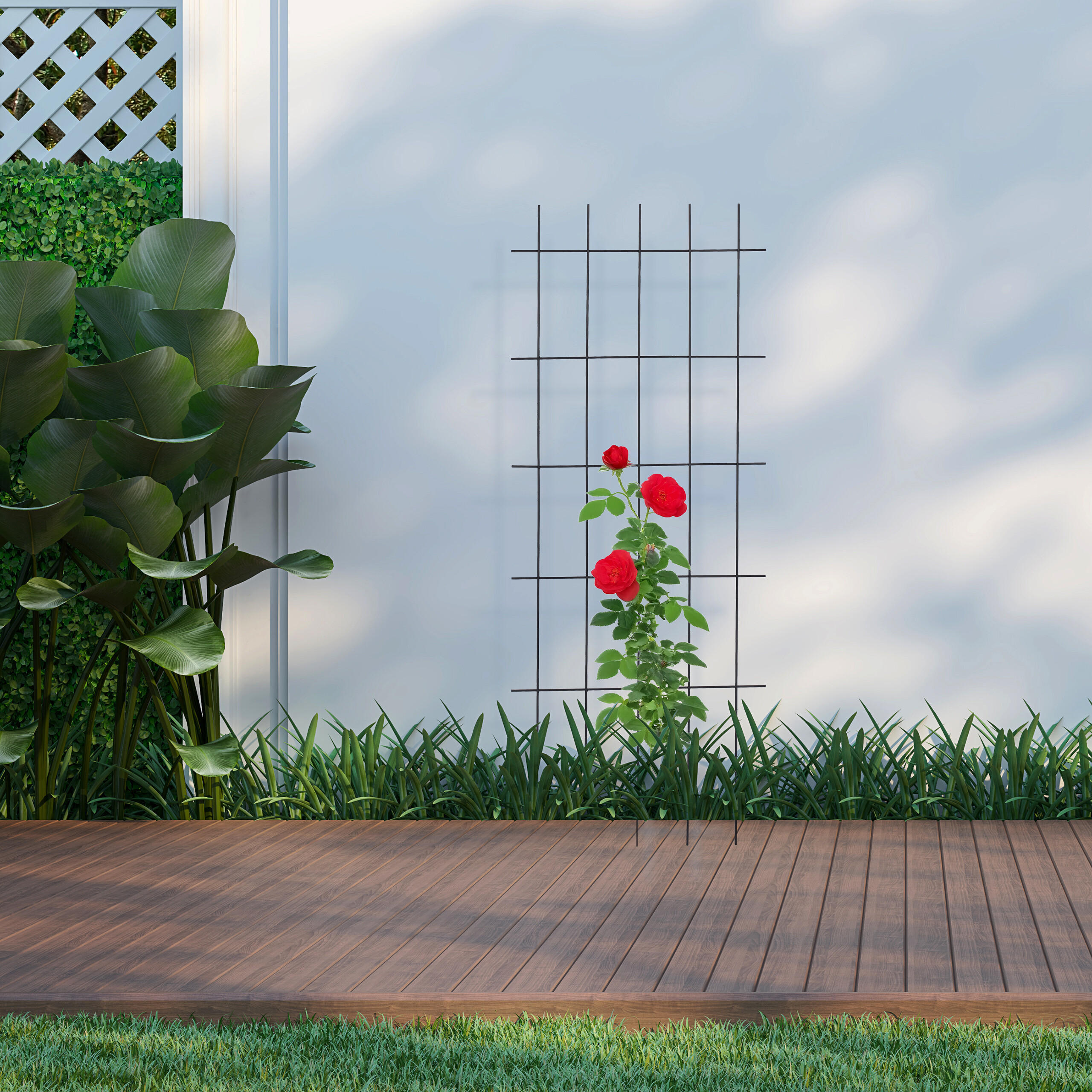 Thumbnail - Relaxdays Rankgitter, Schwarz, Metall, 60x150x1 cm, Gartenzubehör, Gartendeko