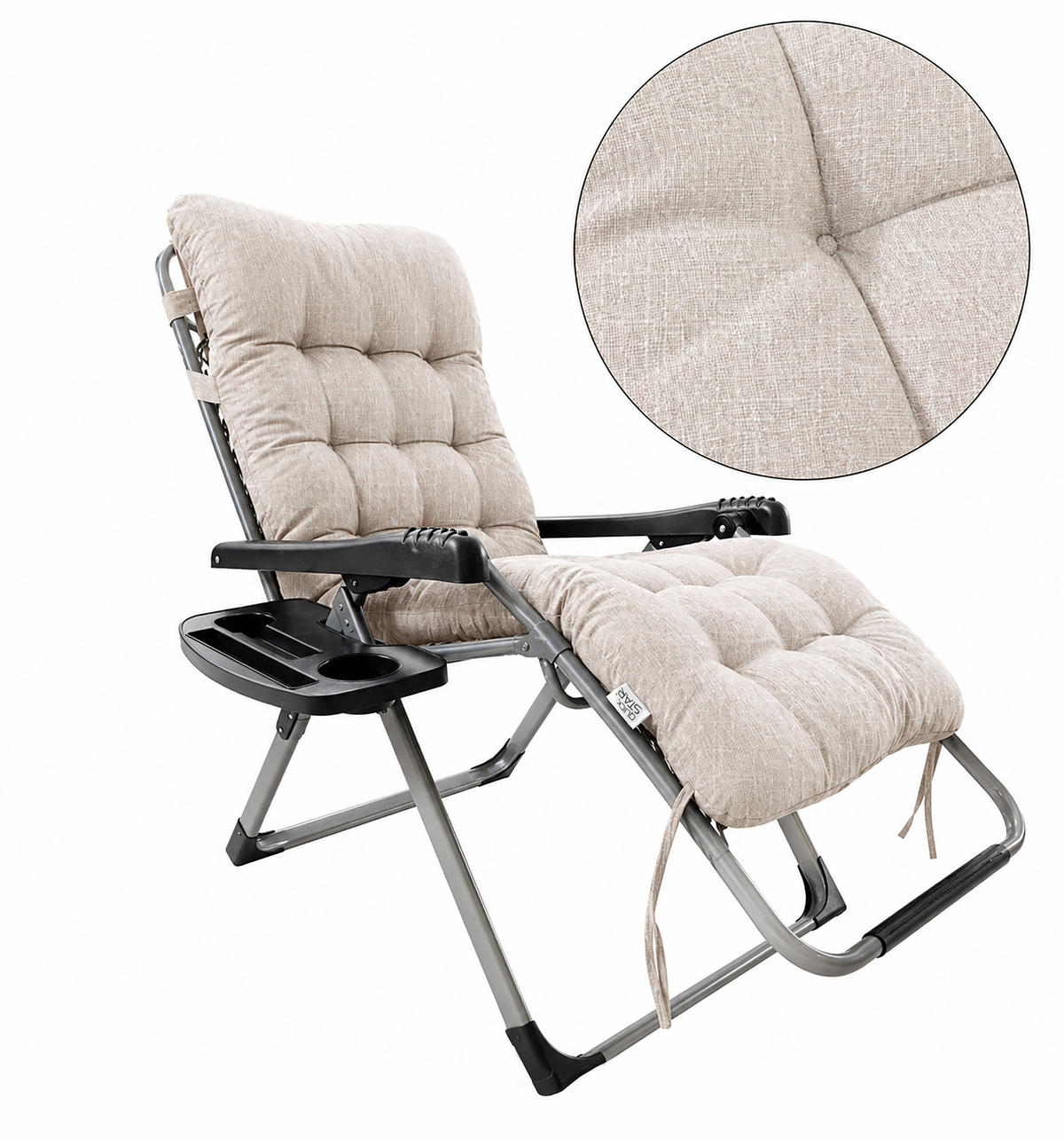 LIEGESTUHLAUFLAGE 157/57 cm Leinen - Taupe/Ecru, Textil (57/10/157cm) - QUICK STAR