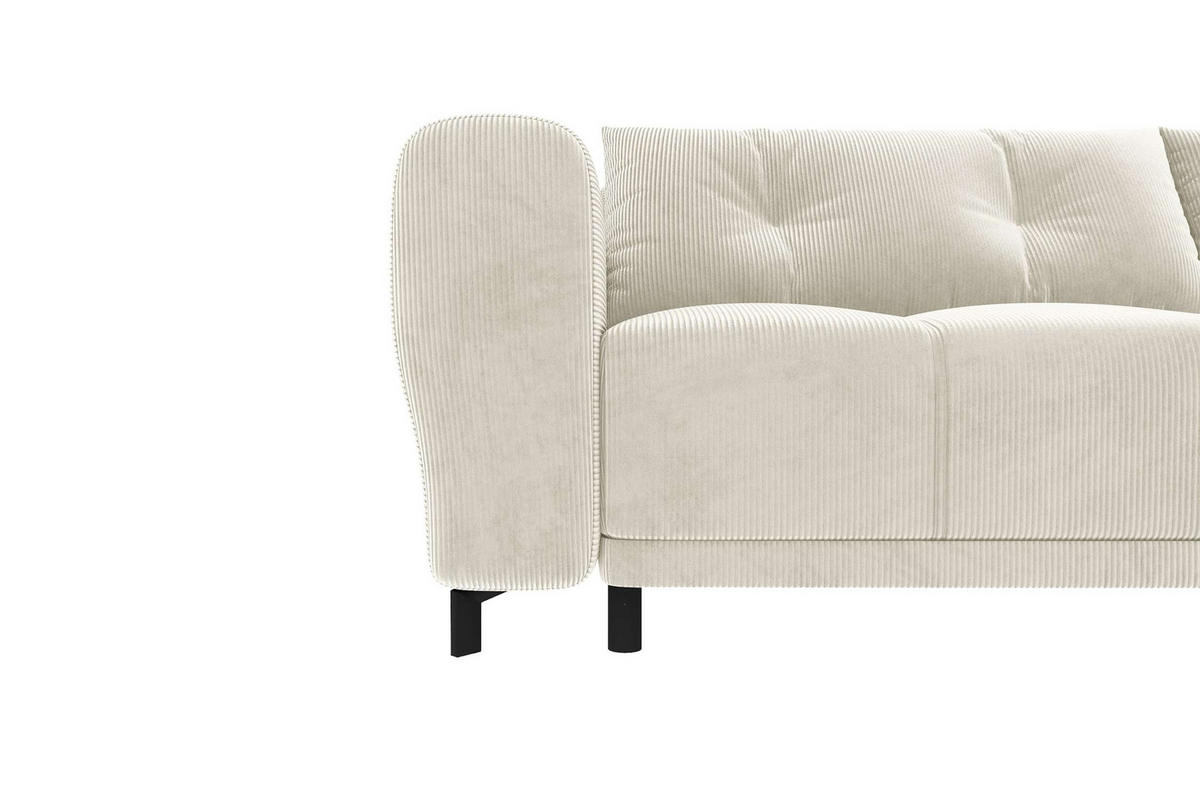 ECKSOFA Massimo Cordstoff Creme inkl. Schlaffunktion Rechts - Creme/Schwarz, Textil/Metall (246/177cm) - 99rooms
