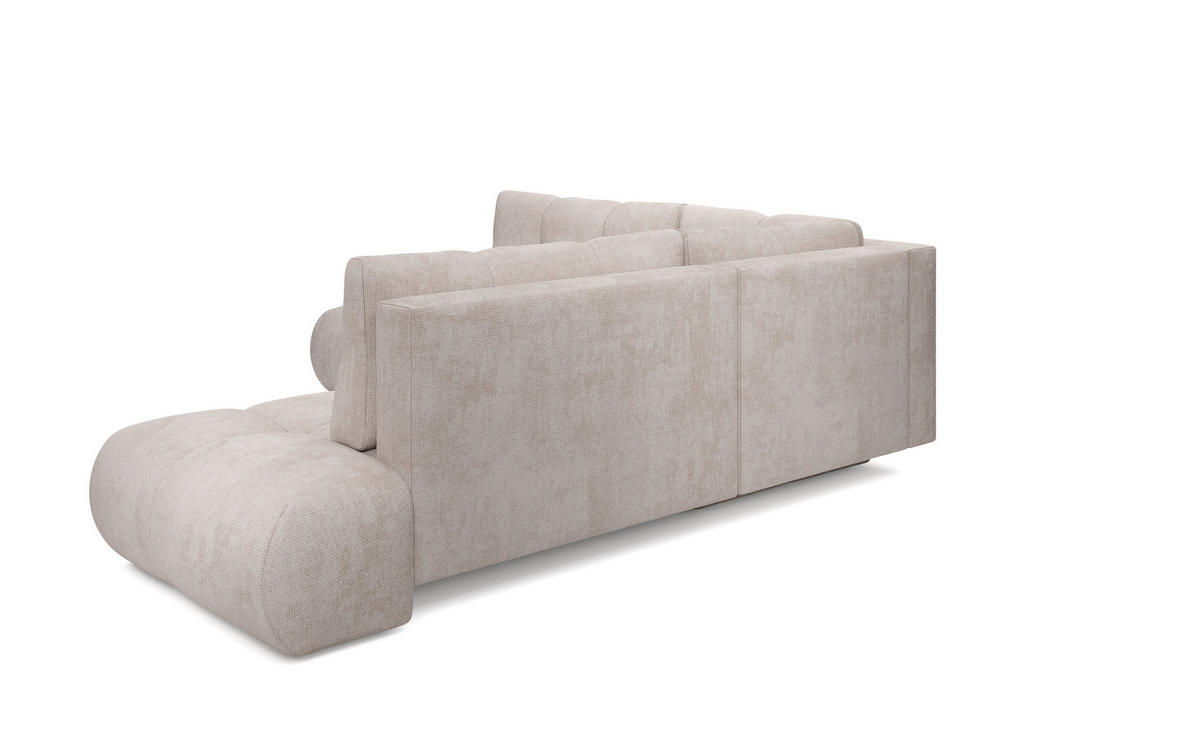 ECKSOFA DUCA II R-S Beige Chenille mit Schlaffunktion - Beige, Holz (266.5/266.5cm) - MASSENO