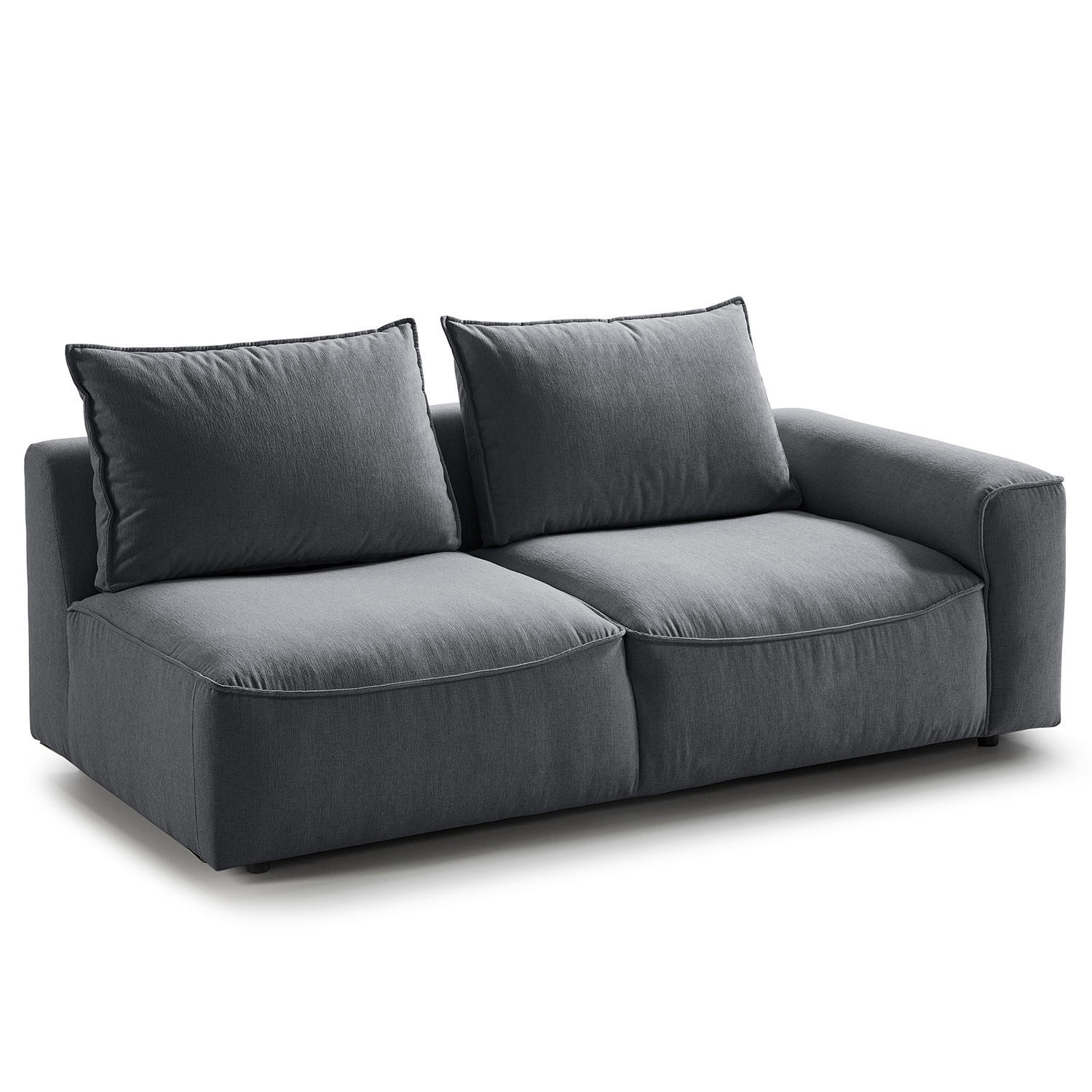 2,5-SITZER SOFA - modular - Schwarz/Grau, Kunststoff/Textil (184/82/99cm) - home24