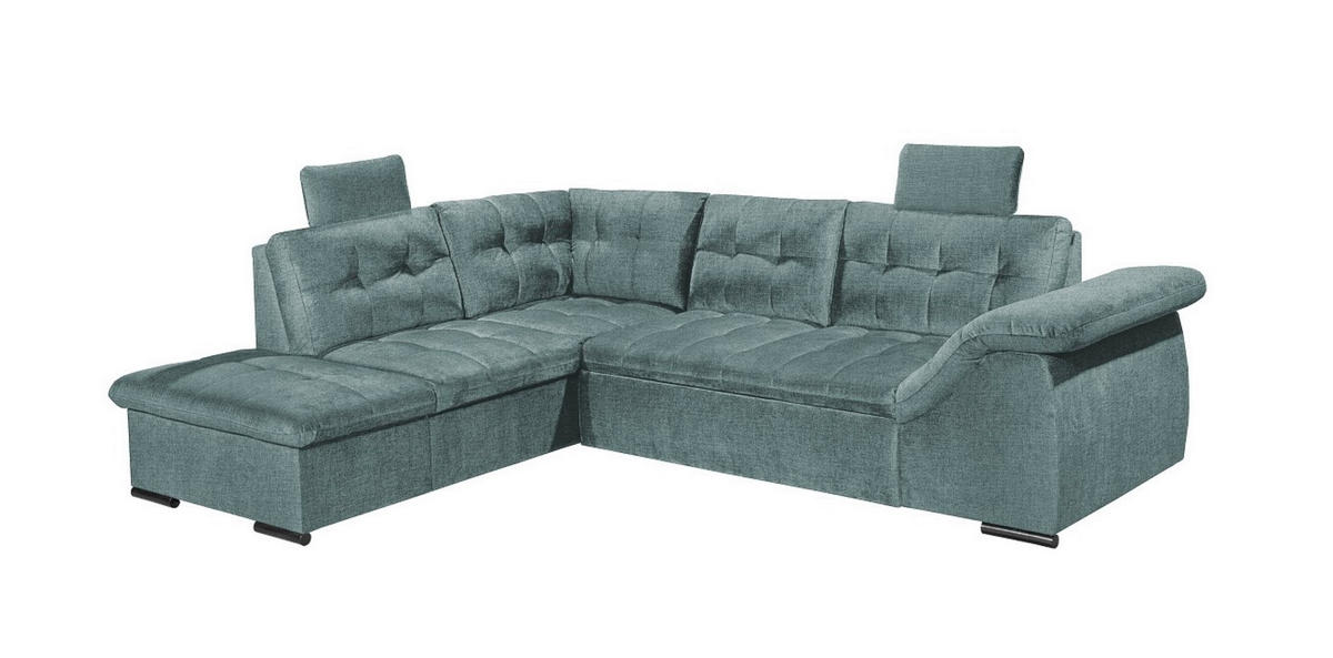 ECKSOFA mit Schlaffunktion und Bettkasten, verstellbare Armlehnen - Blau, Textil (217/283cm) - ed exciting design