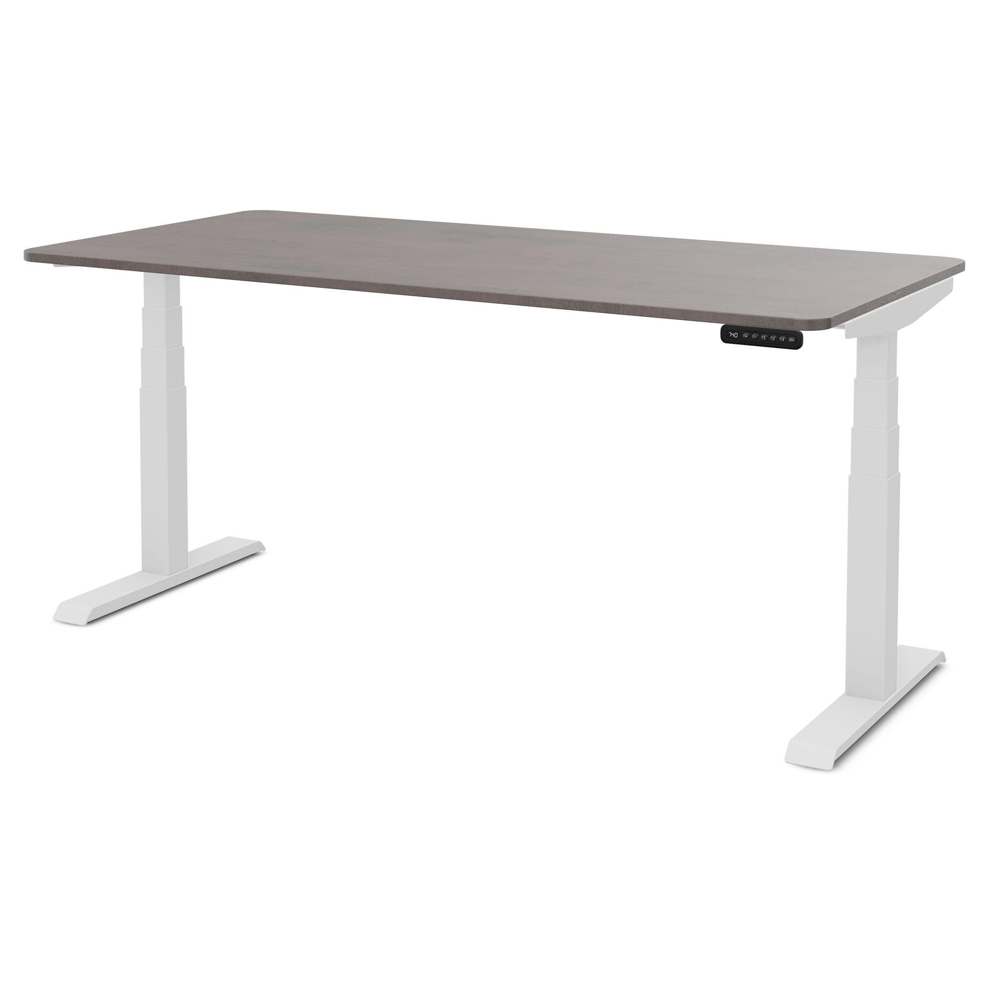 SCHREIBTISCH Elektrisch Höhenverstellbarer Familien Schreibtisch Pitino Curved Sichtbeton Anthrazit Signalweiß 160/70/52.5-121cm - Schieferfarben/Weiß, Holzwerkstoff/Metall (70/160/121cm) - ASSMANN