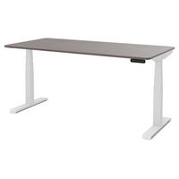 SCHREIBTISCH Elektrisch Höhenverstellbarer Familien Schreibtisch Pitino Curved Sichtbeton Anthrazit Signalweiß 160/70/52.5-121cm - Schieferfarben/Weiß, Holzwerkstoff/Metall (70/160/121cm) - ASSMANN