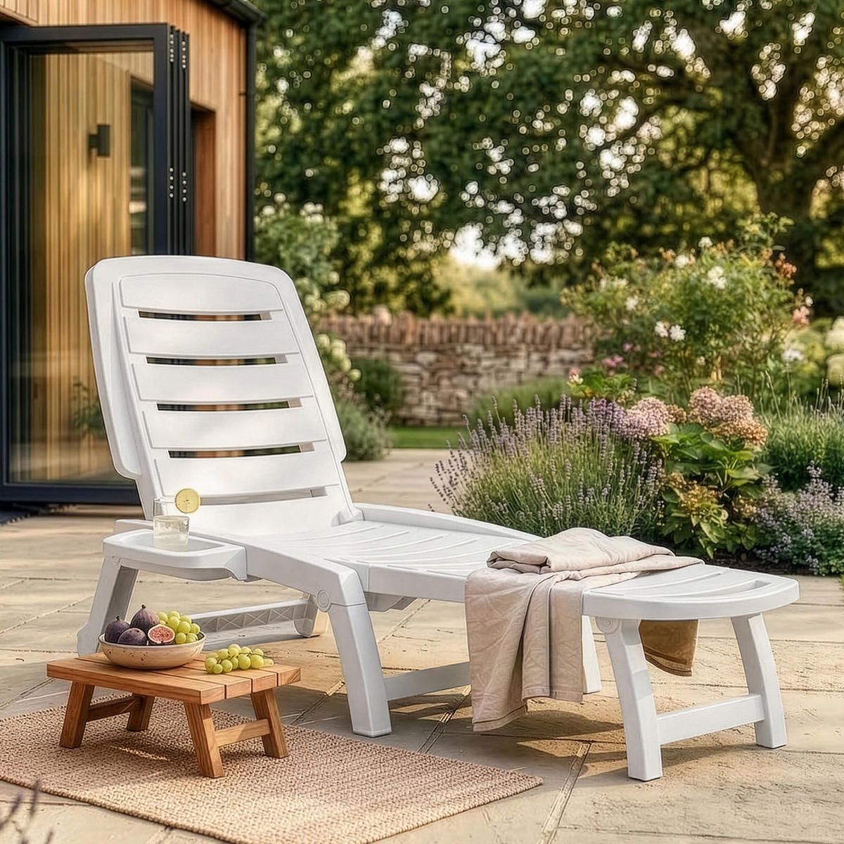 SONNENLIEGE BURRA, Weiß - Weiß, Kunststoff (64/87/146cm) - KONSIMO®