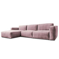 ECKSOFA mit Longchair - Mauve/Schwarz, Kunststoff/Textil (345/170cm) - home24