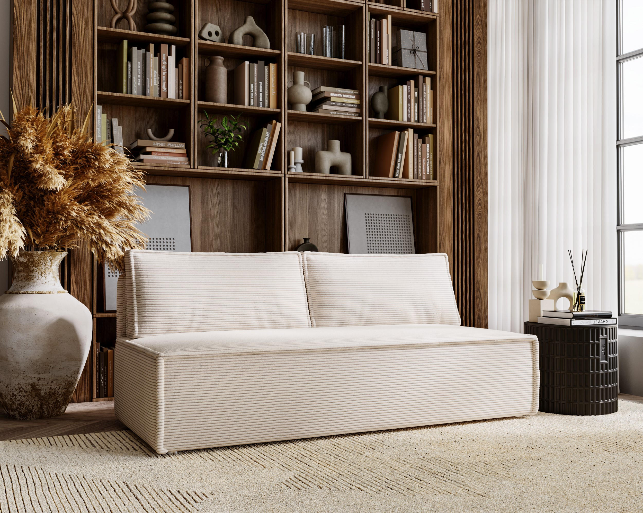 SCHLAFSOFA Mit Bettkasten DUO Poso Stoff Beige - Beige, Holz (198/89/90cm) - Kaiser Möbel