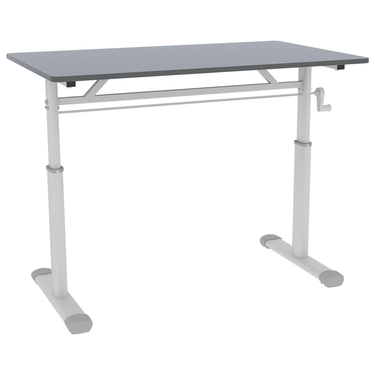 SCHREIBTISCH Grau 100/60/90 cm höhenverstellbar manuell - Grau, Metall (60/100/90cm) - PANGIVO