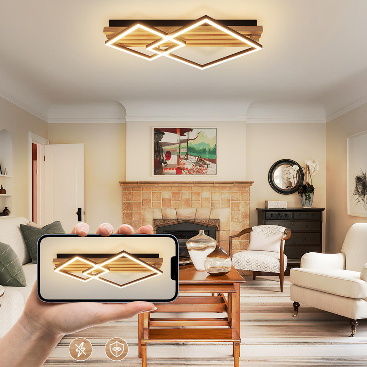 LED-DECKENLEUCHTE Eleganz II 8.8/56.6/41.6cm - Eschefarben, Holz (8.8/56.6/41.6cm) - Nettlife