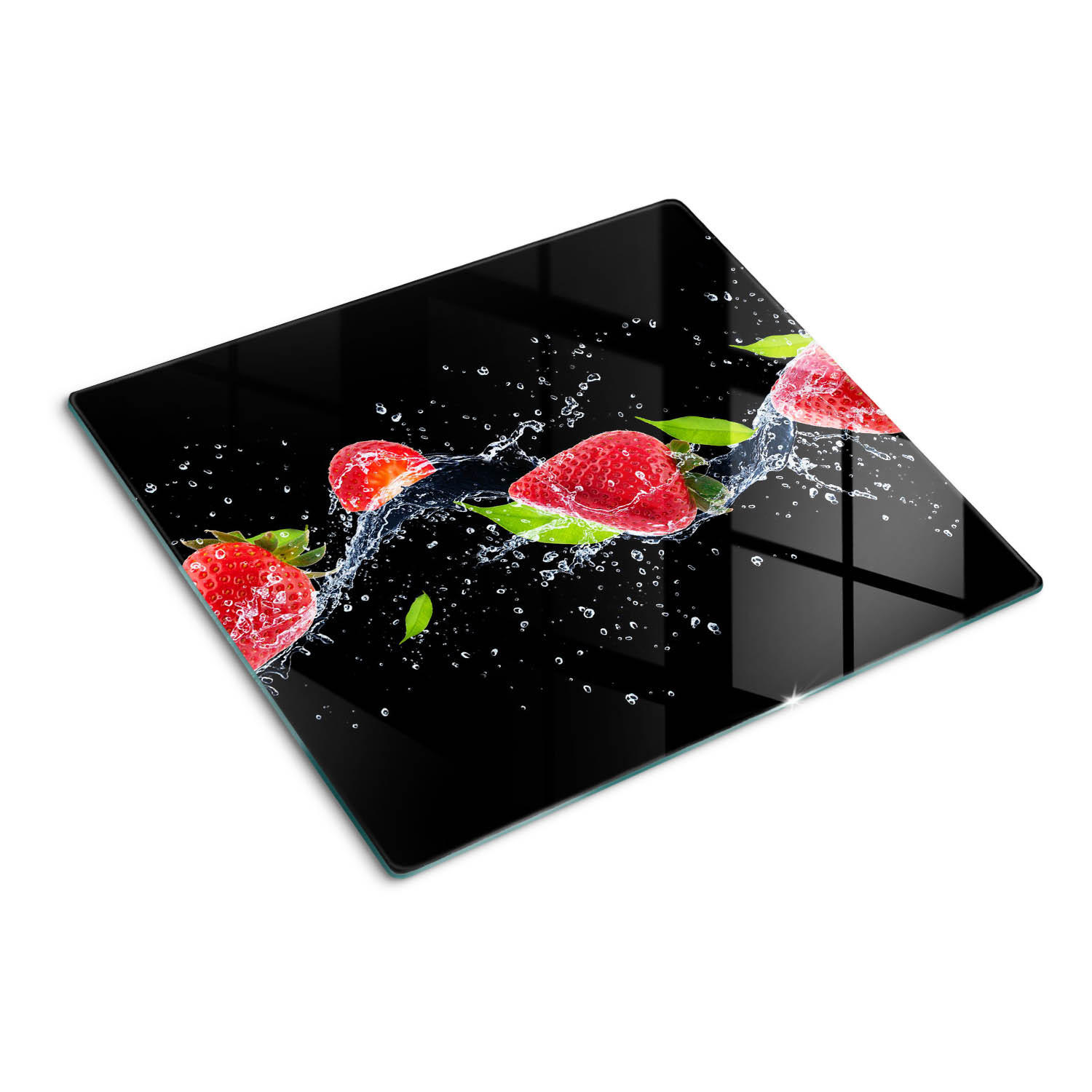 GLASPLATTE 60x52 cm Erdbeeren und Wasser - Rot, Glas (60/0.4/52cm) - TULUP