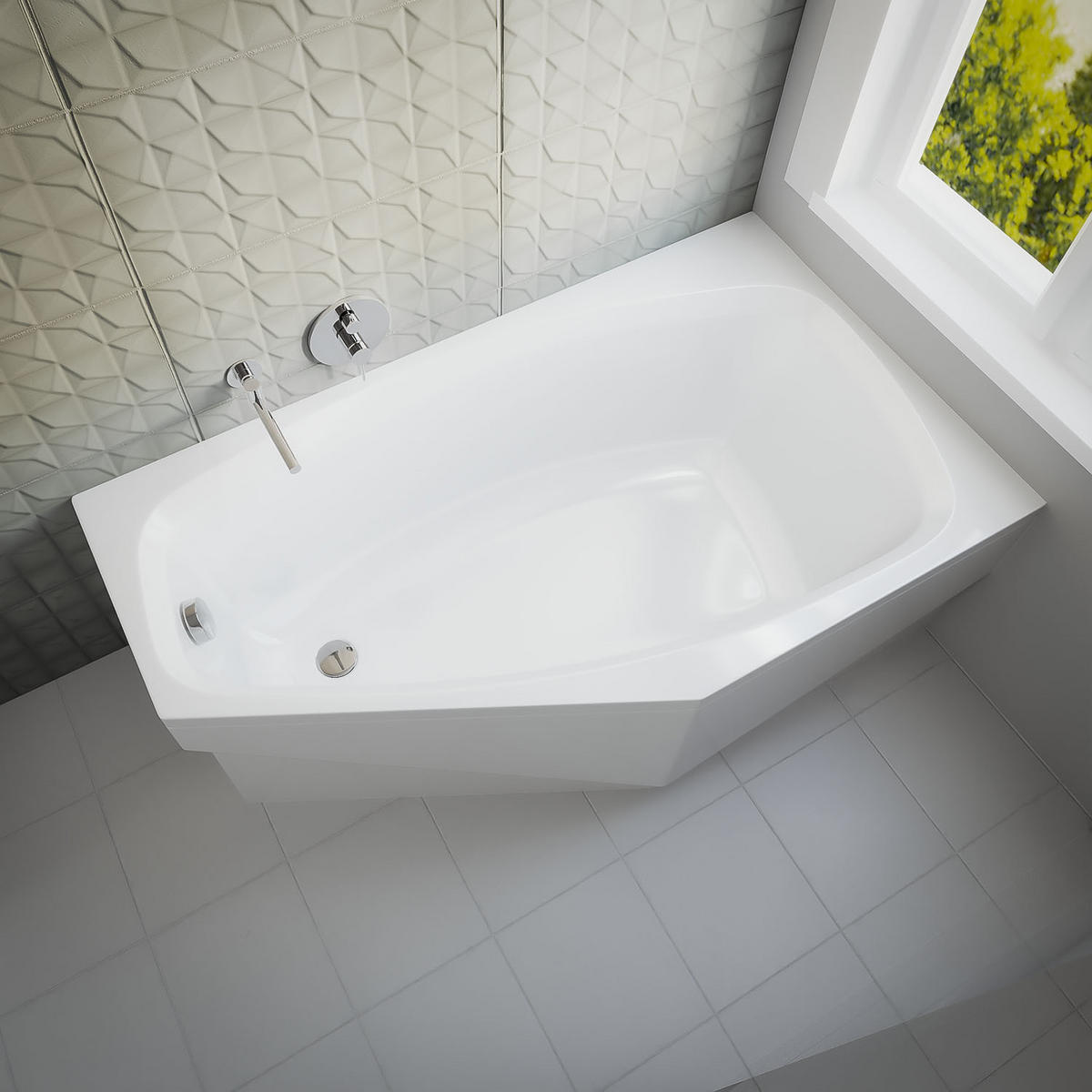 BADEWANNE Eckwanne MARIKA 140/80 Links Ablauf & Füße - Weiß, Kunststoff (80/53.5/140cm) - bad land