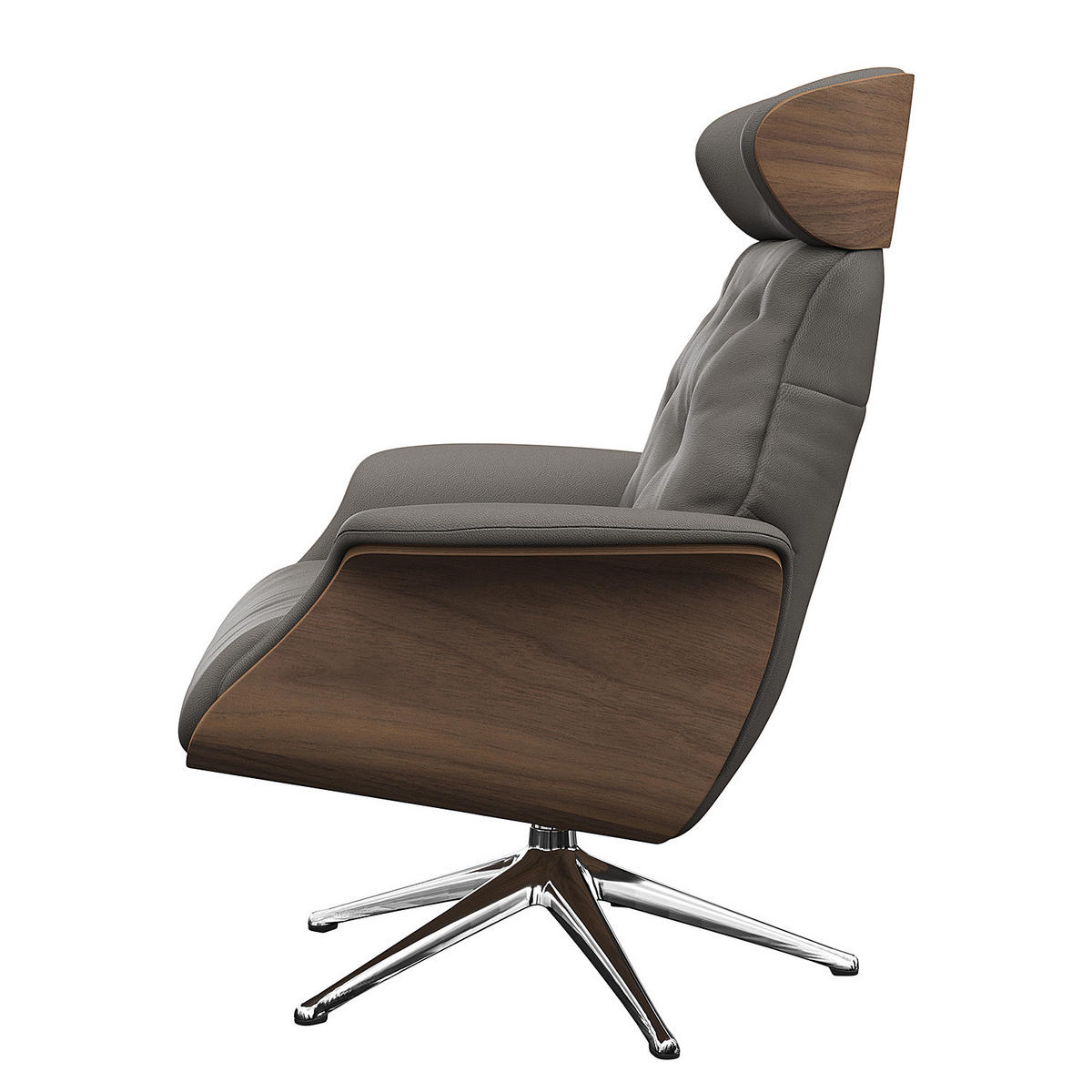 RELAXSESSEL - Echtleder - Chromfarben/Grau, Leder/Metall (83/110/83cm) - home24