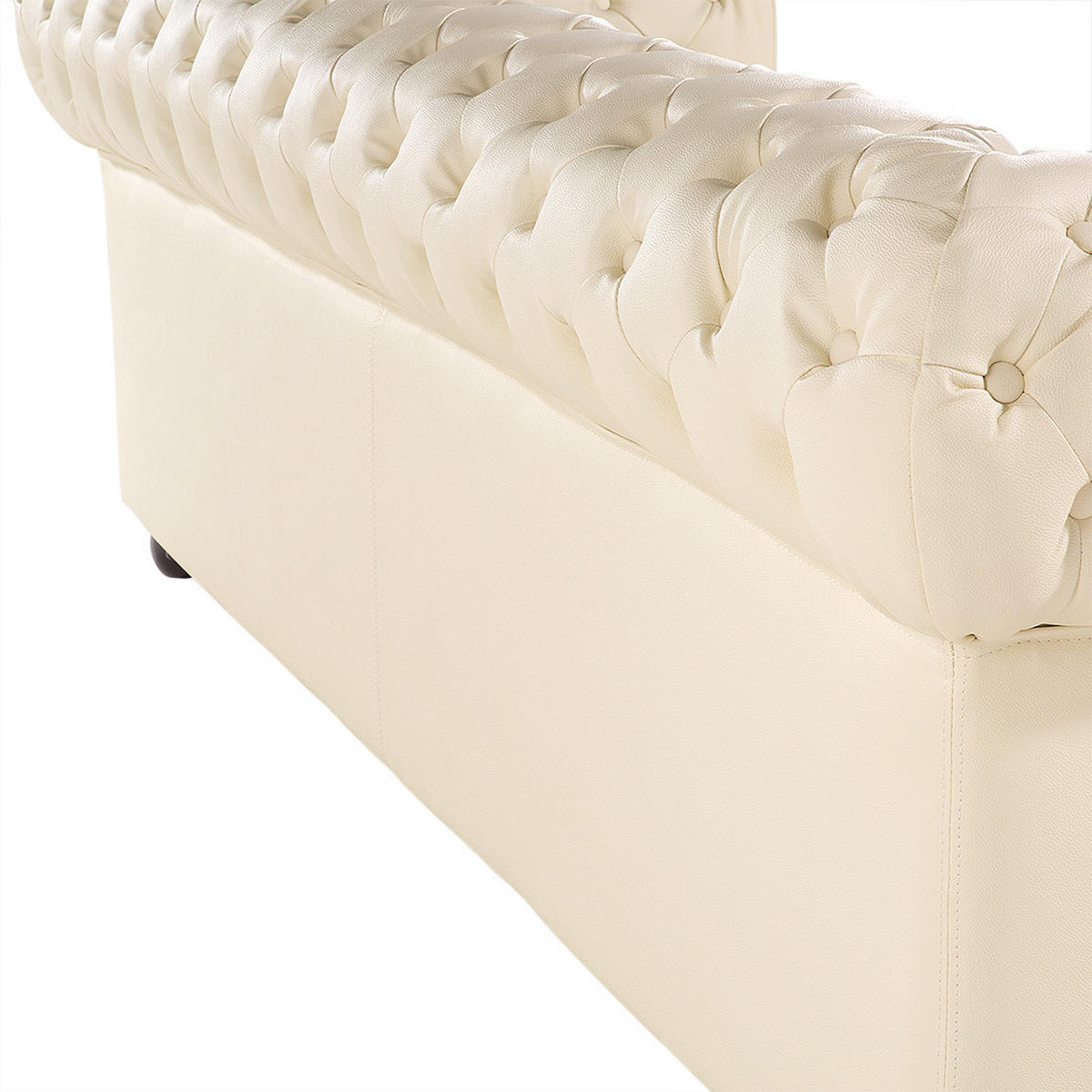 SOFA Leder Creme Chesterfield - Beige, Leder/Fell (195/70/75cm) - Beliani