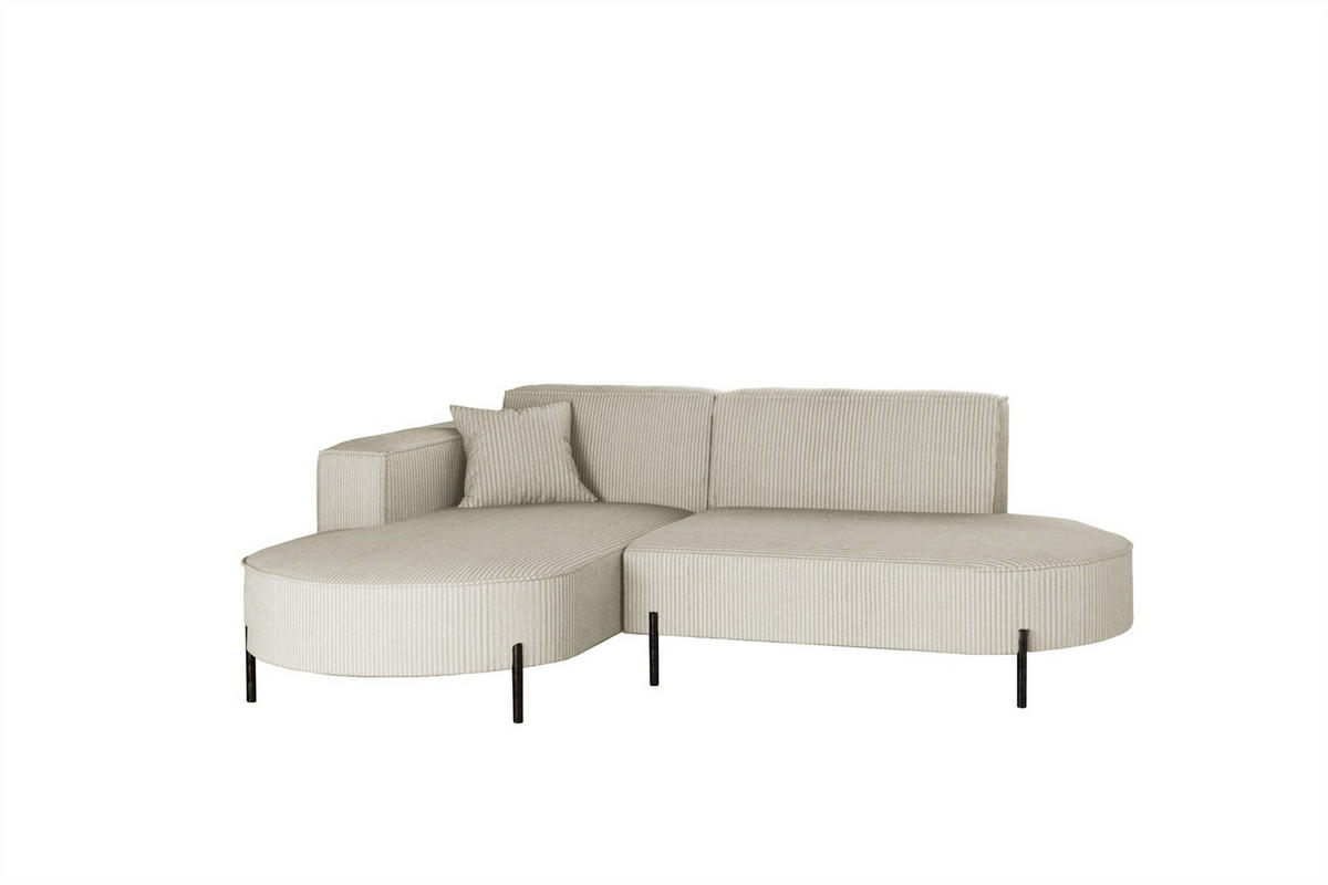 ECKSOFA Valencia Xs - Beige, Holzwerkstoff/Textil (236/165cm) - Fun Möbel