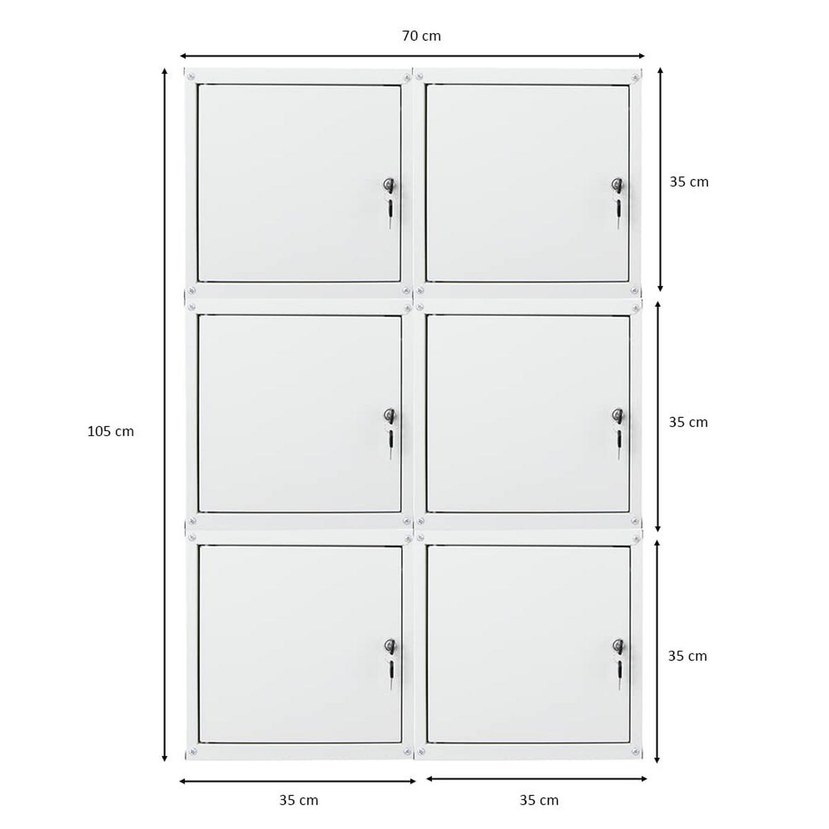 SCHLIESSFACHWÜRFEL Cubic 6er-Set 35x35x35 cm Grau - Grau, Metall (70/105/35cm) - PROREGAL