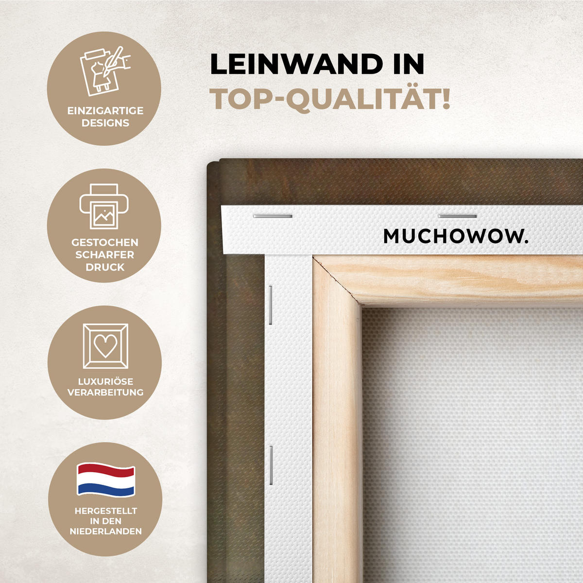 LEINWANDBILD Alte Meister - Blumen - Balthasar van der Ast 90x90 cm - Hellbraun, Textil (90/90cm) - MuchoWow