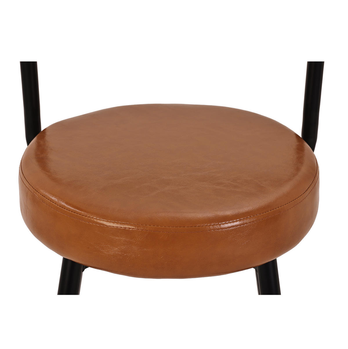 BARHOCKER mit Rückenlehne und Fußablage PU-Leder Braun - Braun, Metall (37/90.5/37.1cm) - Meubliv