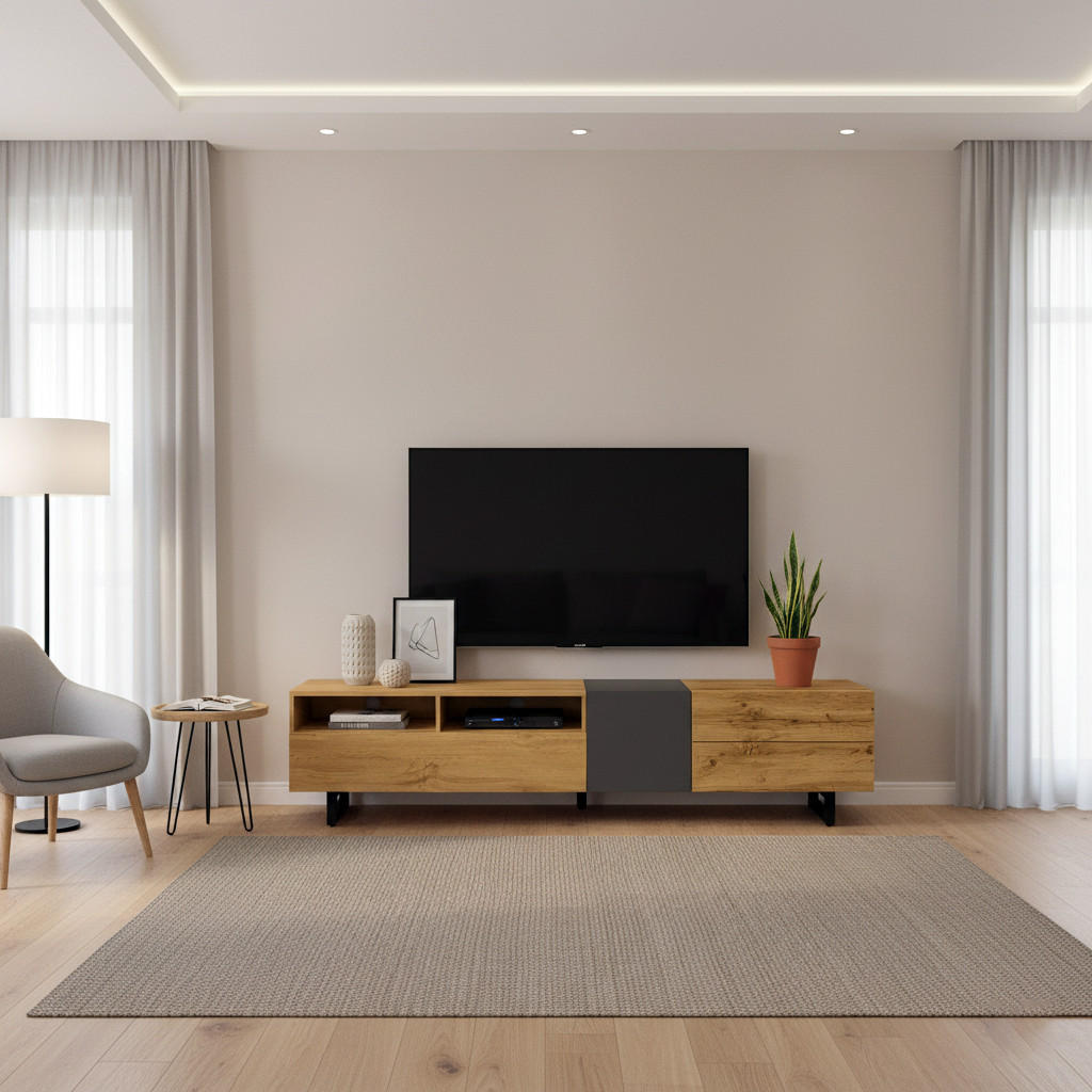 TV-ELEMENT Vintage 180 cm - Eichefarben, Holzwerkstoff (170/42/36.5cm) - Urban Meuble