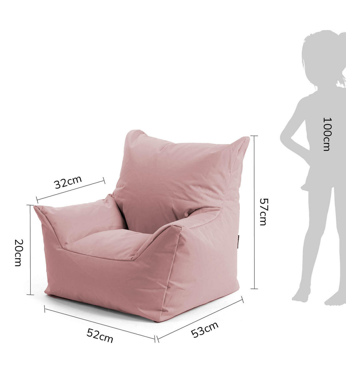 OOUTDOOR-KINDER-SITZSACK Der Gartenzwerg - Rosa, Textil (52/57/53cm) - Mokebo