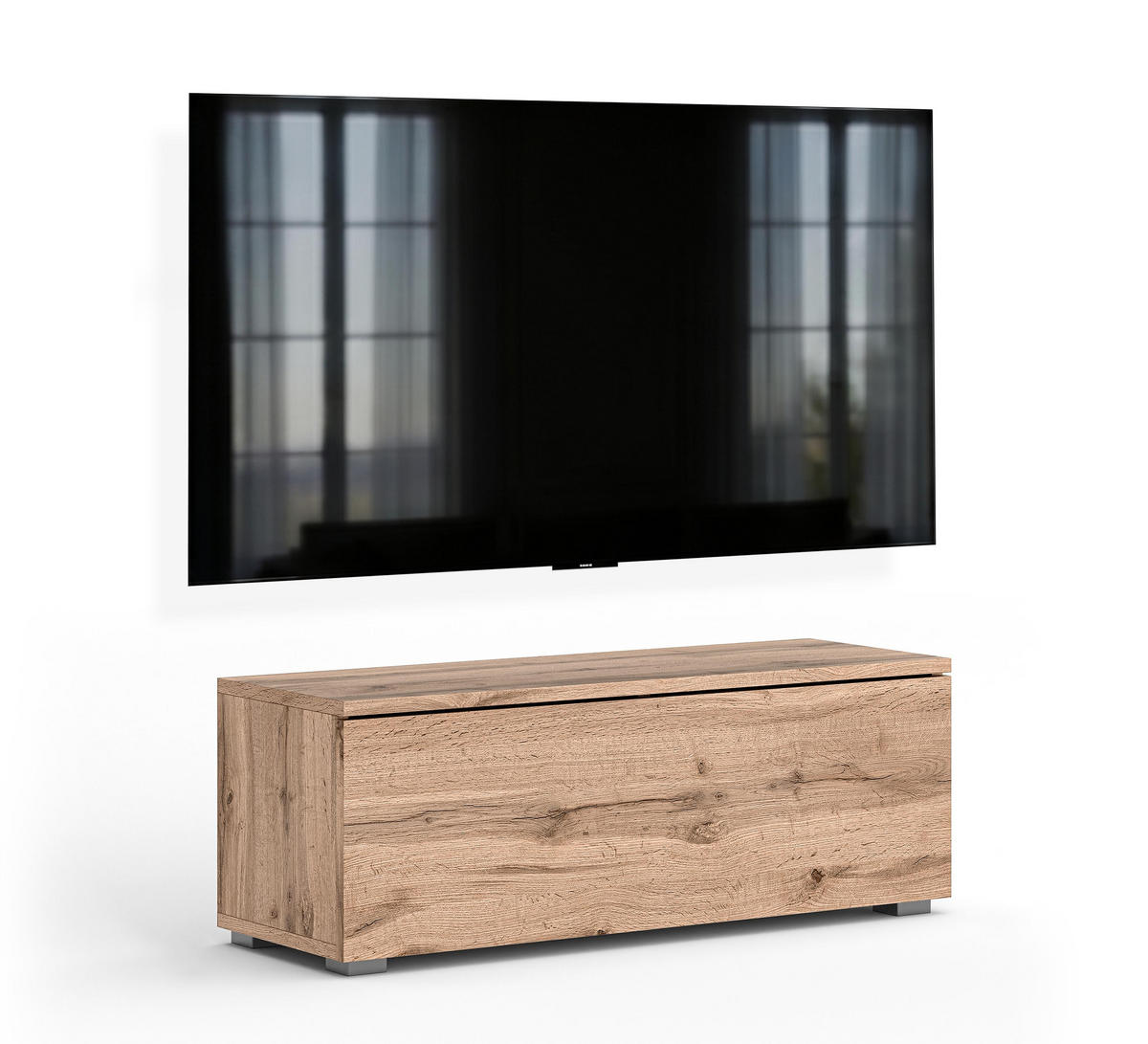 LOWBOARD Barvo 100 Eiche Wotan 100/36,5/32 cm – hängend oder stehend - Braun, Holzwerkstoff/Kunststoff (100/36.5/32cm) - AX Living