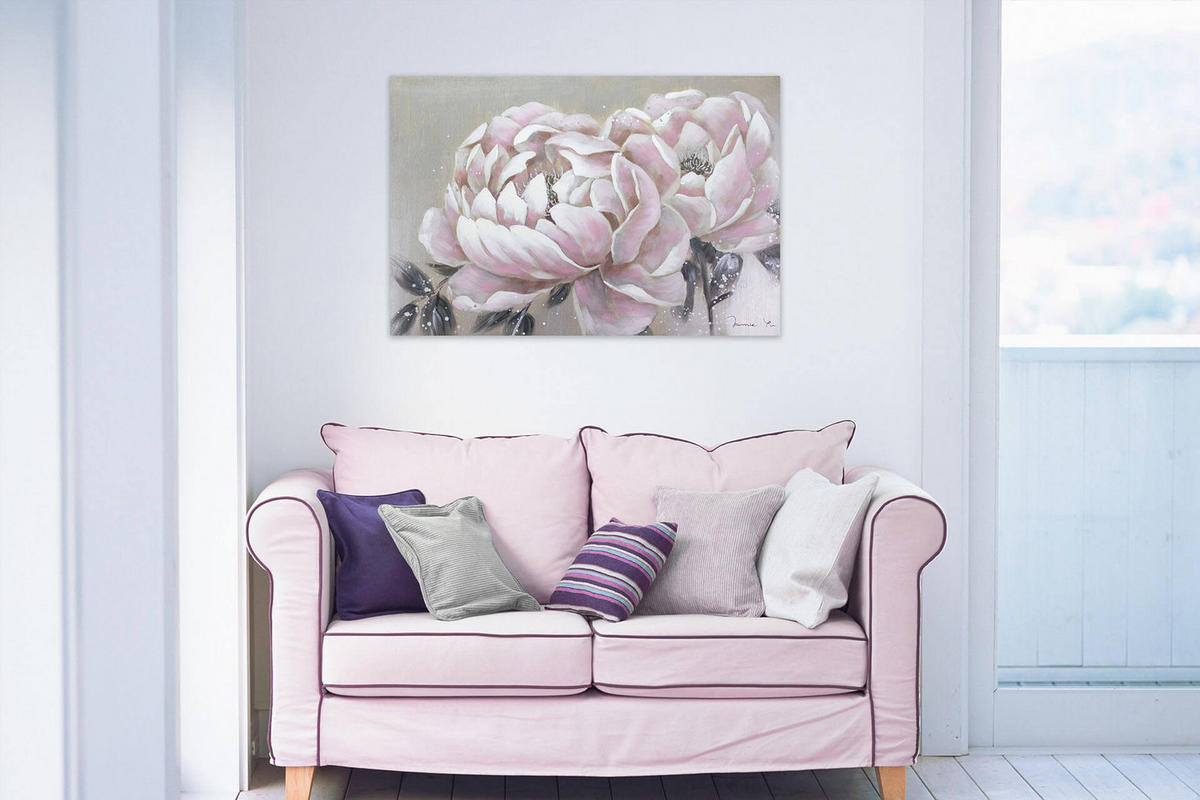 ACRYLBILD HANDGEMALT 90/60 cm - Pink, Holz/Textil (90/60cm) - KUNSTLOFT