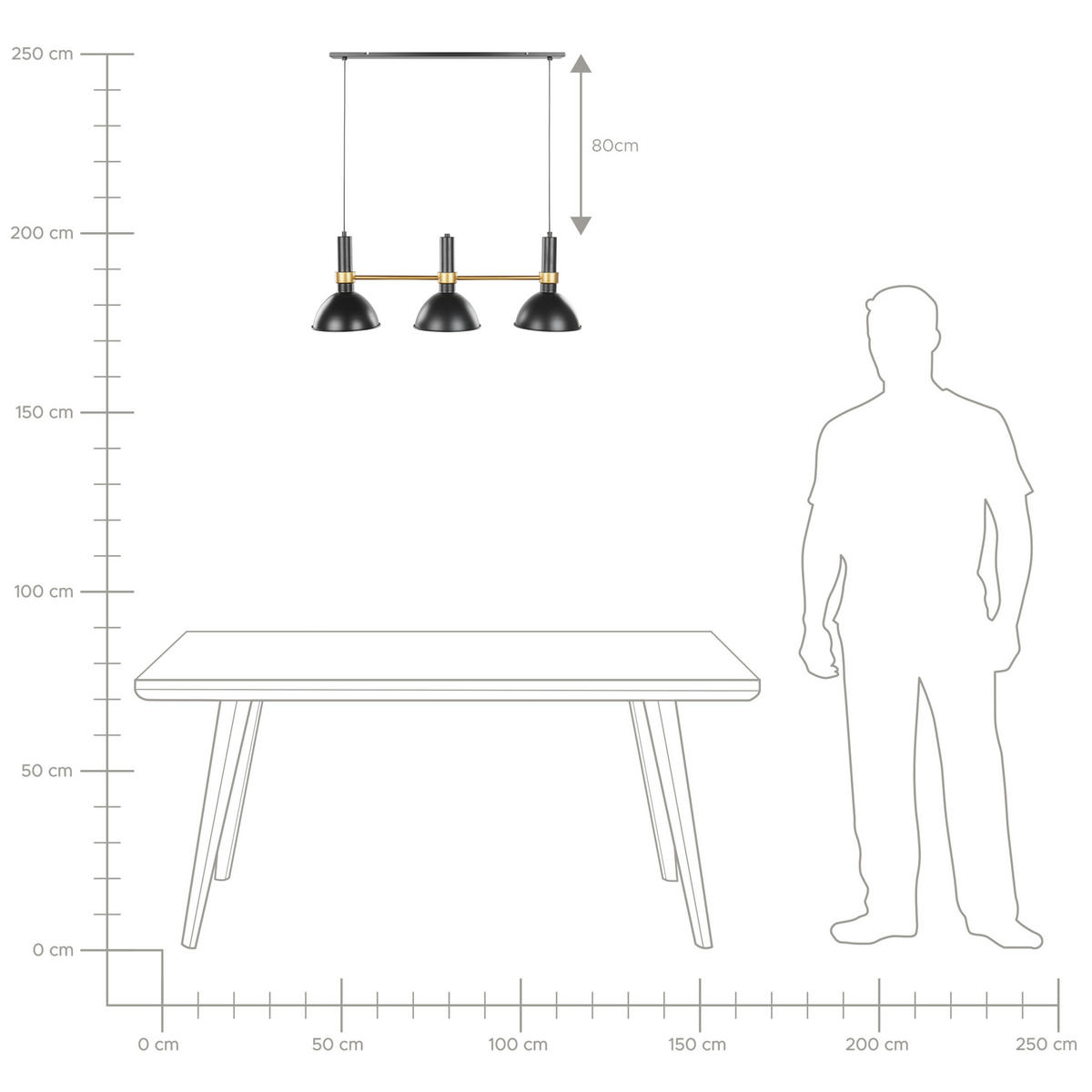 HÄNGELEUCHTE Beles 20/82/107 cm - Schwarz, Metall (20/82/107cm) - Beliani