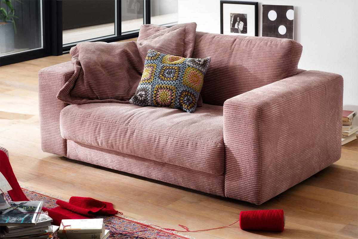 LOVESEAT MADELINE Pink Cord - Pink/Schwarz, Kunststoff/Textil (170/86/127cm) - KAWOLA