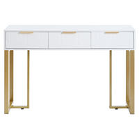 KONSOLENTISCH in weiß mit goldfarbenem metallgestell, 3 schubladen - Weiß, Holzwerkstoff (36/120/80cm) - Urban Meuble