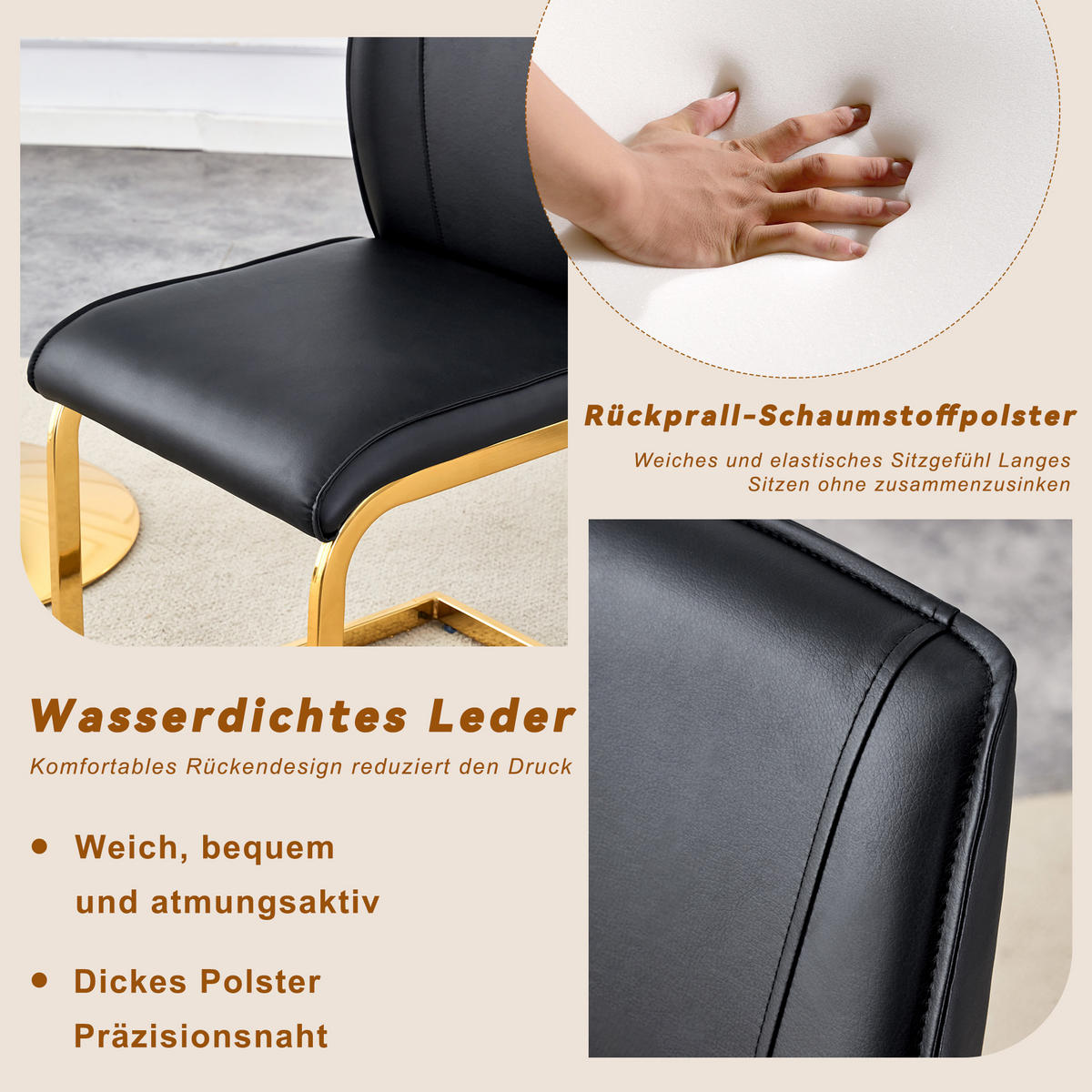 SCHWINGSTUHL DE-36538 2er-Set mit PU-Bezug und Metallbeinen Schwarz - Schwarz, Metall (44.5/99/44cm) - ComfortXL