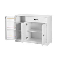 SIDEBOARD in Weiß Anrichte mit 3 Türen und Schublade für Esszimmer, Wohnzimmer und Diele, B107/T40/H83.4 cm - Weiß, Holzwerkstoff/Metall (107/83.4/40cm) - STILVORA