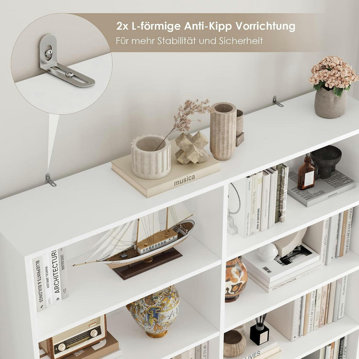 BÜCHERREGAL mit 12 Fächern weiß 120 x 30 x 188,7 cm - Weiß, Holzwerkstoff (120/188.7/30cm)