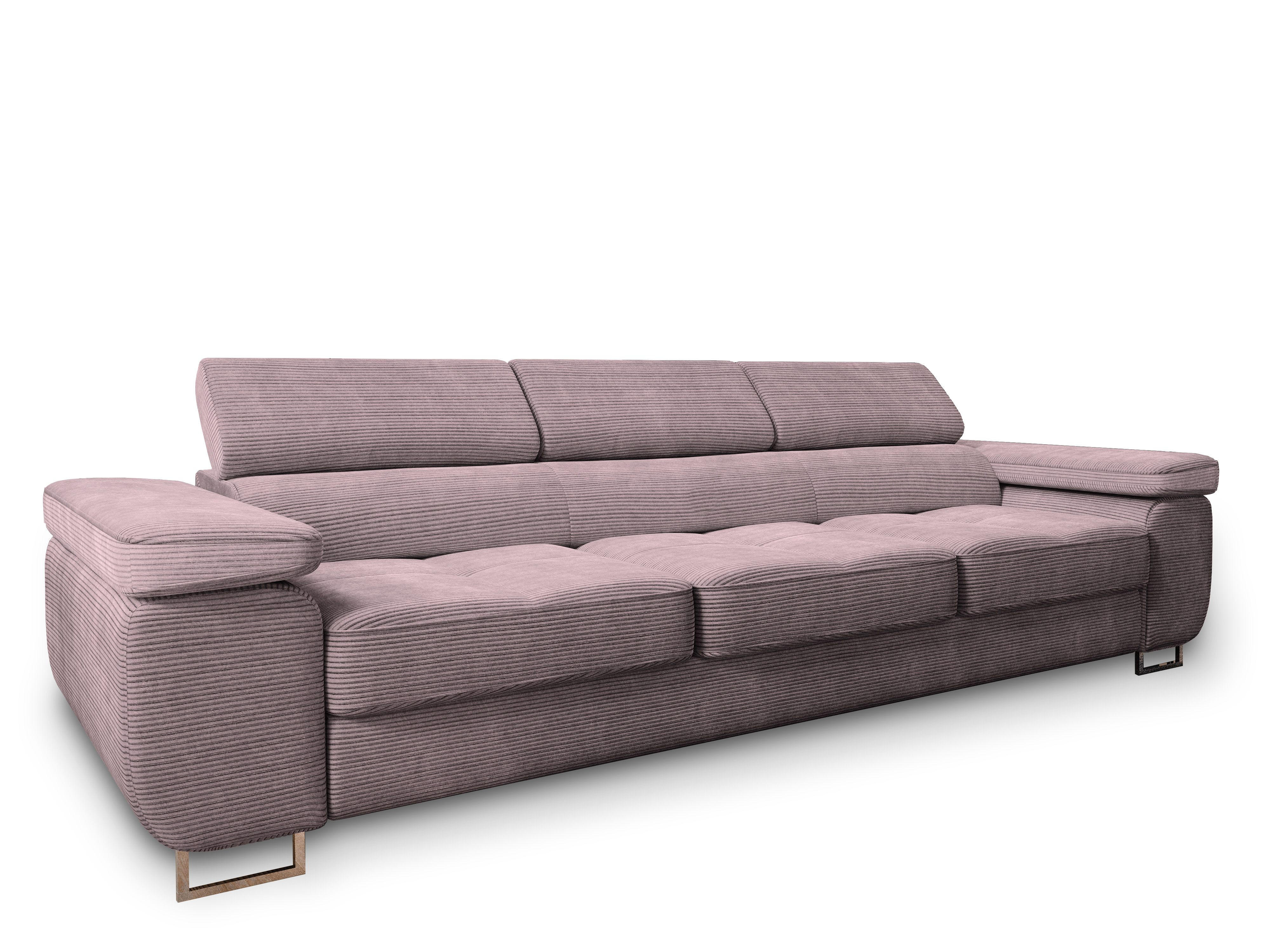 BETTSOFA MOSINE Lila Kordstoff mit Schlaffunktion - Lila, Textil (281/87/98cm) - MASSENO