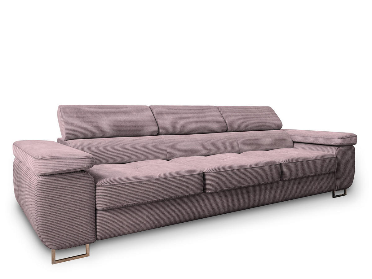 BETTSOFA MOSINE Lila Kordstoff mit Schlaffunktion - Lila, Textil (281/87/98cm) - MASSENO