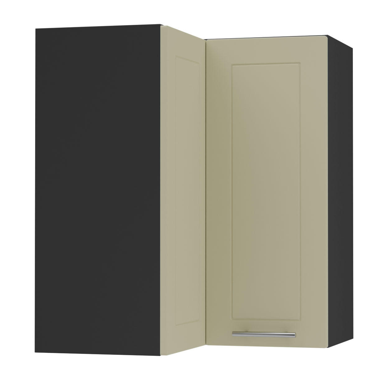 ECKHÄNGESCHRANK Kvantum W12/60 Vanille Matt / Schwarz Matt 60 / 60 / 72cm - Creme/Schwarz, Holz/Holzwerkstoff (60/72/60cm) - Feldmann-Wohnen