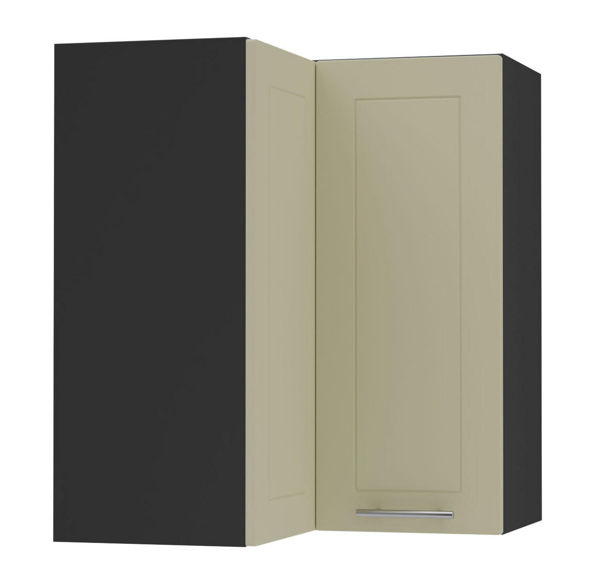 ECKHÄNGESCHRANK Kvantum W12/60 Vanille Matt / Schwarz Matt 60 / 60 / 72cm - Creme/Schwarz, Holz/Holzwerkstoff (60/72/60cm) - Feldmann-Wohnen