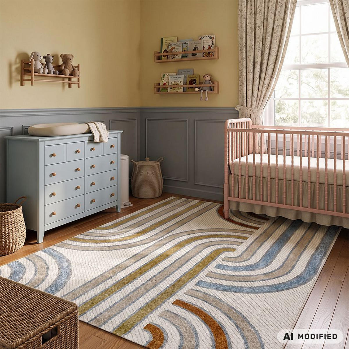 KINDERTEPPICH Alora Azul Mazovia 160x230cm Creme Blau Geometrisch Kurzflor - Multicolor, Textil (160/230cm) - Mazovia
