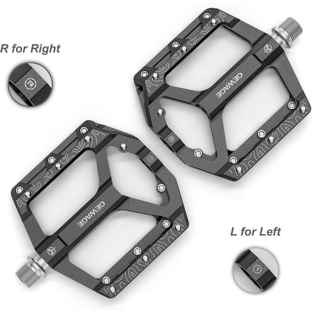 FAHRRADPEDALE Set – Flat Pedale für Mountainbike & Gravel Bike, rutschfest, Aluminium, Schwarz - Schwarz, Metall (10/2/12cm)