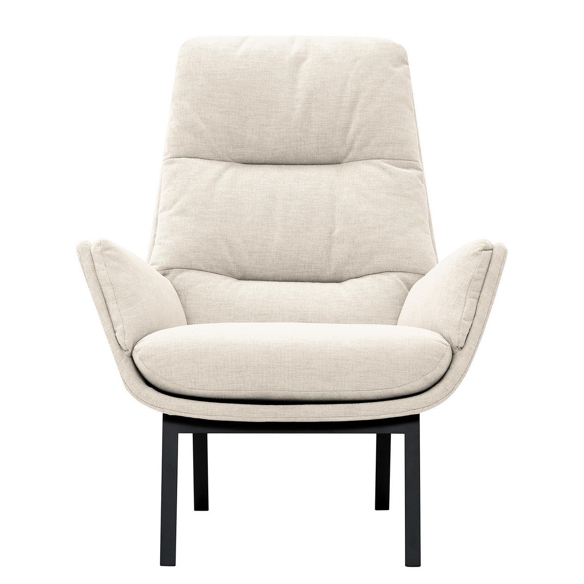 SESSEL mit Holzfüßen - Beige/Schwarz, Eichenholz/Textil (83/95/97cm) - home24