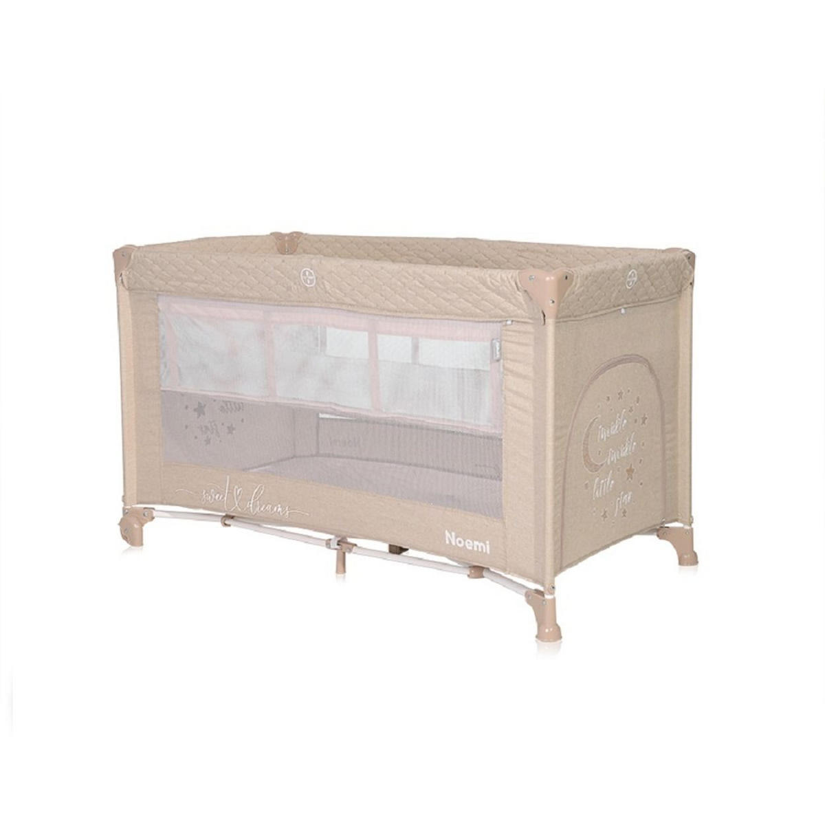 REISEBETT Noemi 2 Ebenen hellbraun seitliche Öffnung Matratze Räder Tragetasche - Braun, Kunststoff (65/127cm) - Lorelli
