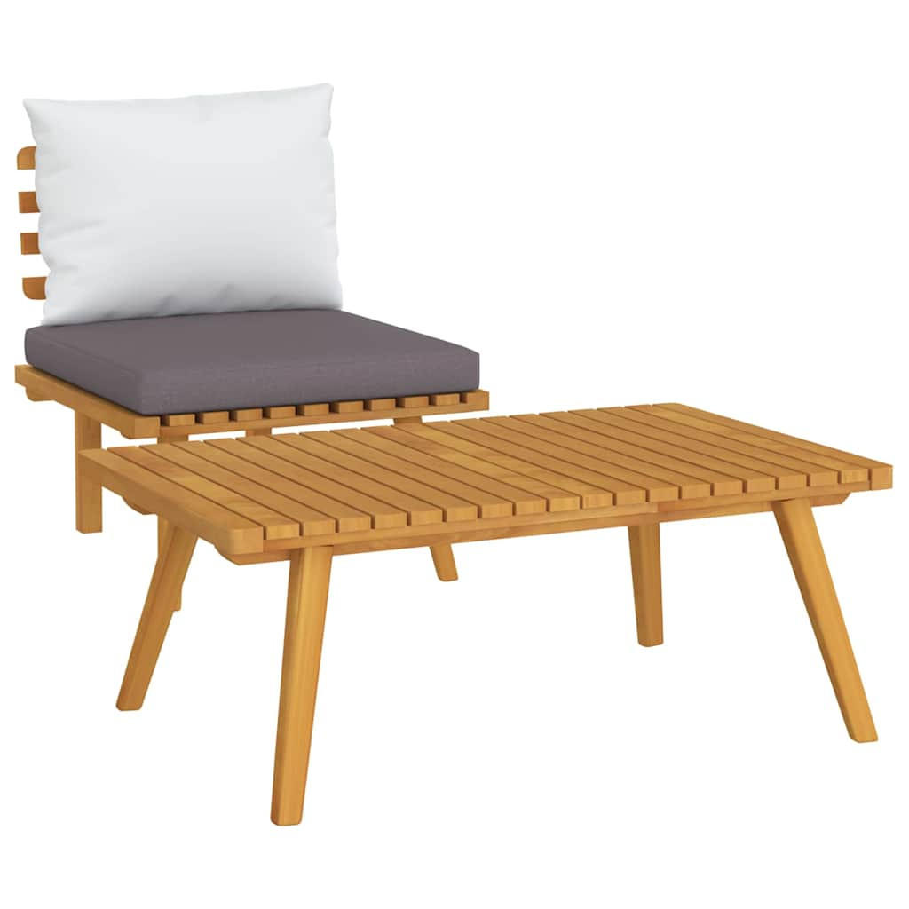GARTEN-LOUNGE-SET 2-TLG. Mit Kissen Massivholz Akazie - Grau, Holz - vidaXL