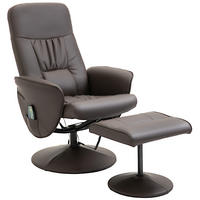 RELAXSESSEL mit Fußhocker, Kunstleder - Braun, Kunststoff/Metall (81/105/76cm) - HOMCOM
