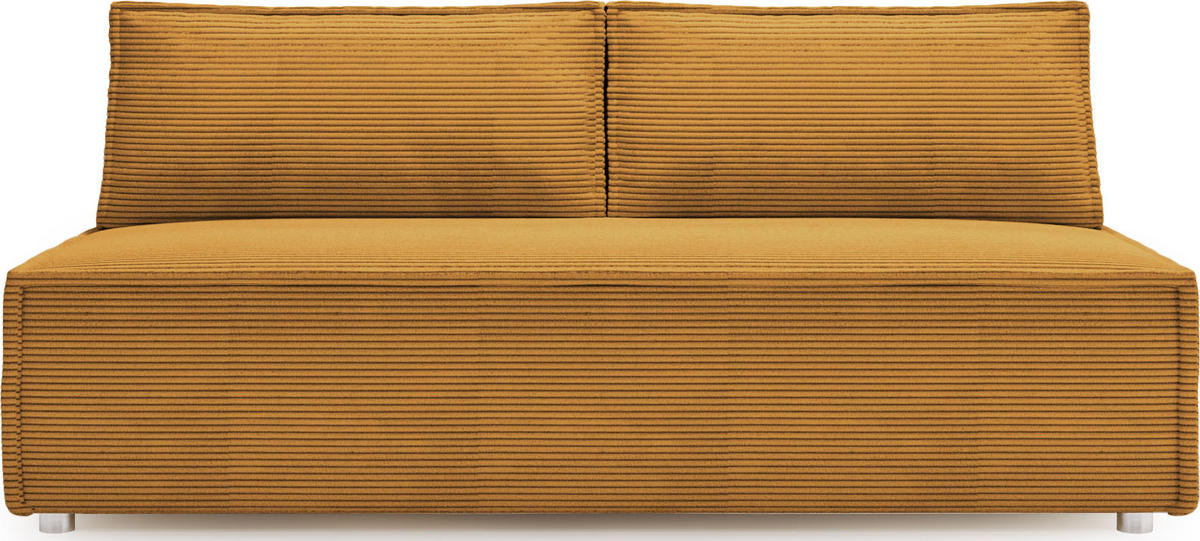 SCHLAFSOFA Diana mit Bettkasten, Senfgelb 200/89/100 cm - Silberfarben/Orange, Textil/Metall (200/89/100cm) - WFL GROUP