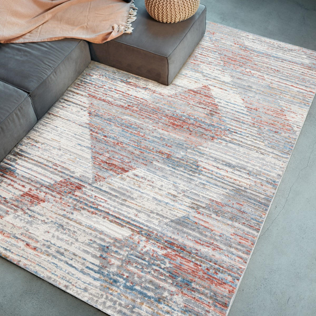 KOBEREC béžový krémový oranžový - 80 x 150 cm - šedá, textil (80/150cm) - Mazovia
