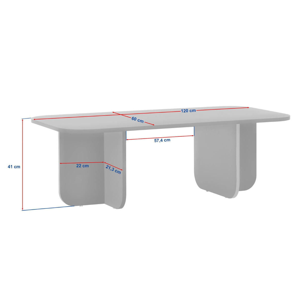COUCHTISCH RECHTECKIG abgerundete kanten 41,4/120/60 cm - Braun, Holzwerkstoff (120/60/41.4cm) - Calicosy