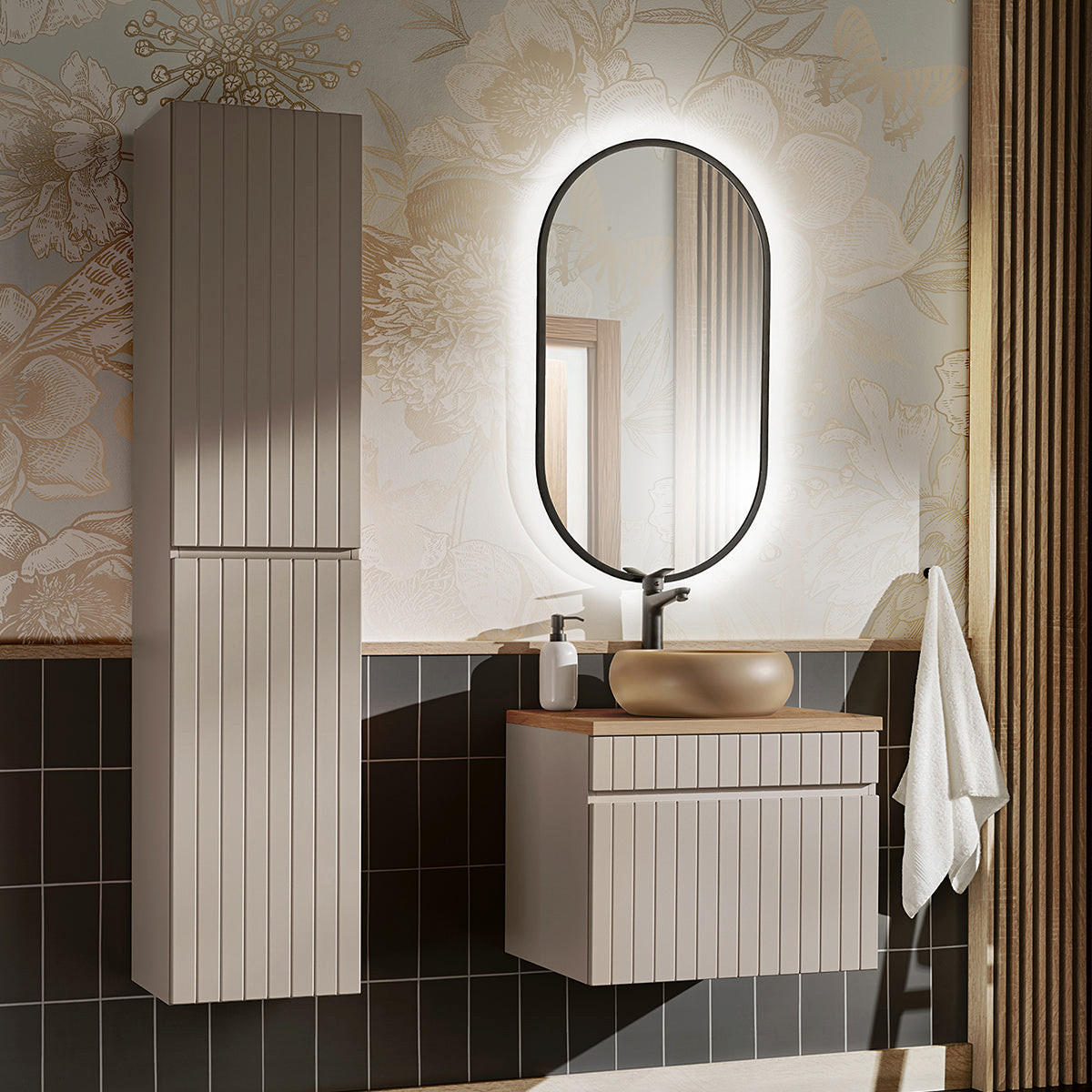 BADMÖBEL 60.4cm Zelie 2er-Set Kaschmir - Beige, Holzwerkstoff (60.4/48/46cm) - Petits-meubles