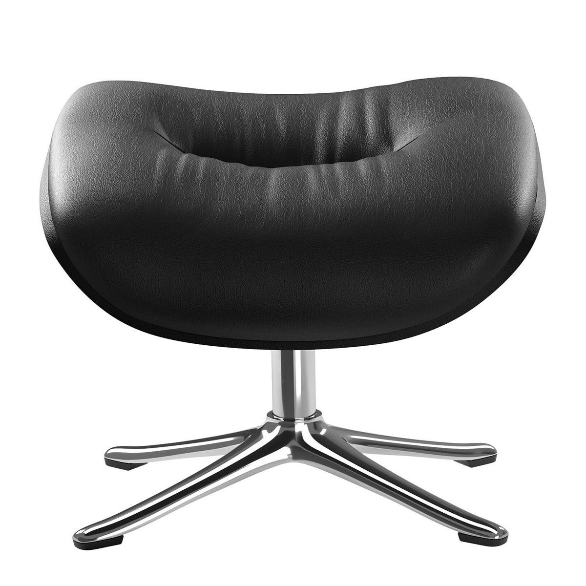 POLSTERHOCKER - Chromfarben/Schwarz, Leder/Metall (44/39/42cm) - home24